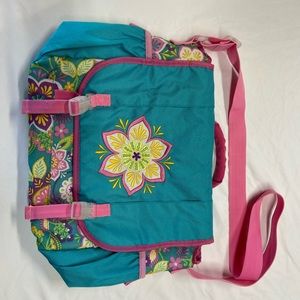 Youth turquoise embroidered satchel/messenger bag